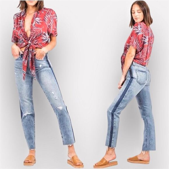 PISTOLA Charlie High Rise Jeans Distressed 25 Waist Button Fly - Picture 1 of 10